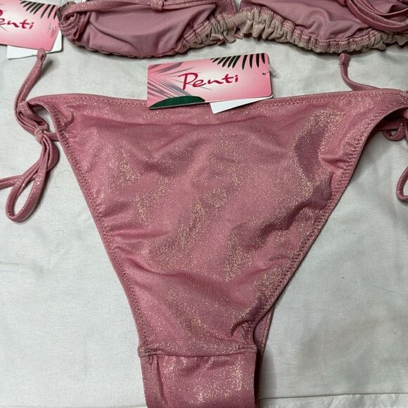 Penti Pink Shimmer Ruffle String Bikini. New. Size 36 top and size 40 bottom. - Picture 7 of 14